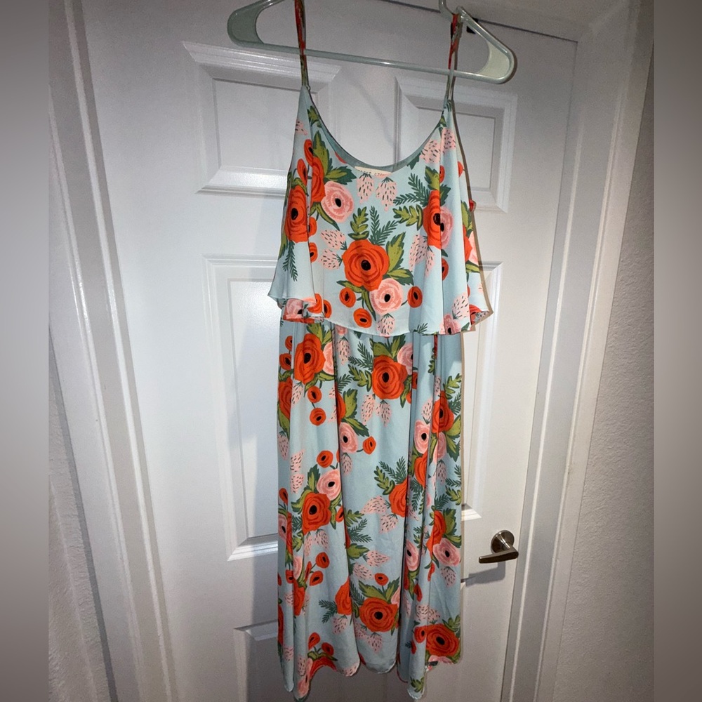 Anthropologie Paper Crown X Rifle Paper Co Poppy Field Floral Midi Dress Medium